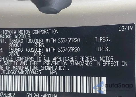 2019 Lexus Rx 450Hl Premium from USA, damaged, VIN JTJDGKCA4K2008443